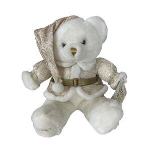 2001 Collectible Keepsake Memories Teddy Bear White with Gold Trim 18in Plush